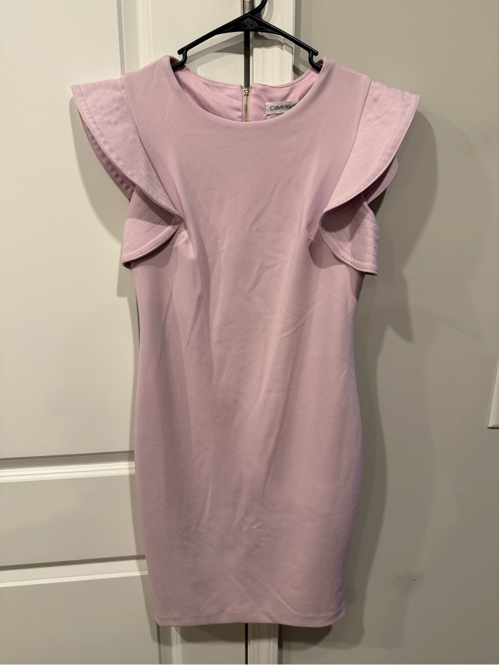 Calvin Klein Soft Lilac Ruffle Sleeve Sheath Dress